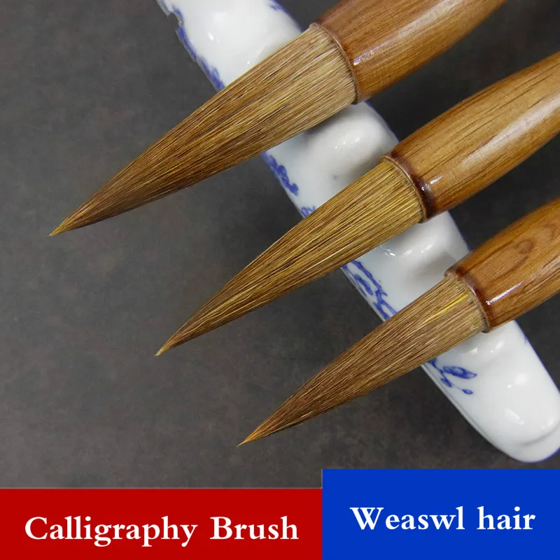 Calligraphy Brush Regular Script Lian Wolf Hair Writing Brush Set Chinese Landscape Ink Painting Brush Pen 3pcs Tinta China