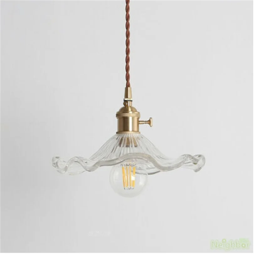 

Vintage Glass LED Pendant lamp Lotus Suspension Hanging Ceiling light For Bedroom Dining room Restaurant Corridor Porch