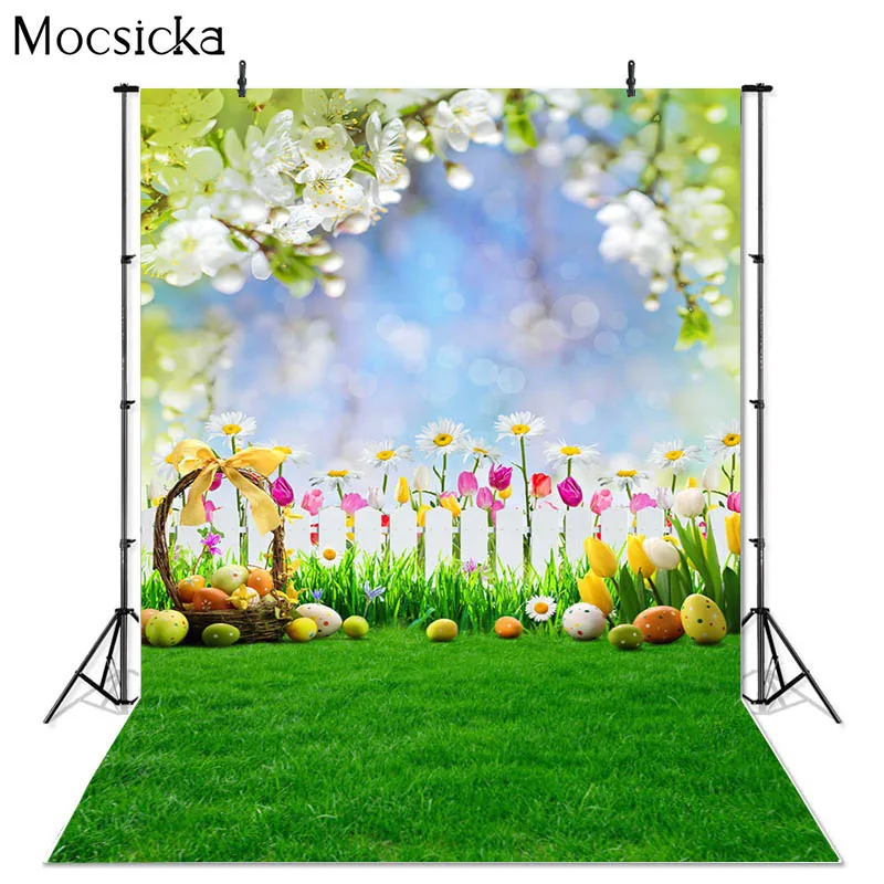 

Mocsicka весенний пасхальный фон для фотосъемки с зеленой травой, яйца, украшение для студии, реквизит для детского портрета, фотофон, баннер