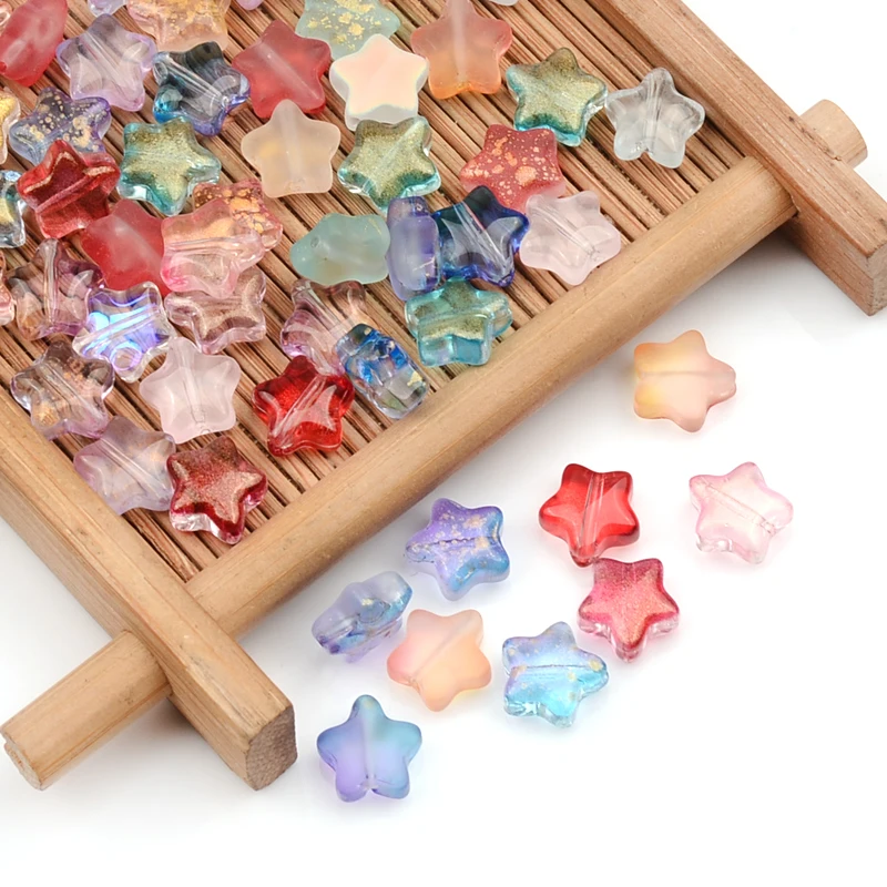 50pcs/lot 8x8mm Star Shape Lampwork Czech Glass Loose Spacer Beads for Needlework Jewelry Making Diy Earrings Bracelet Necklace