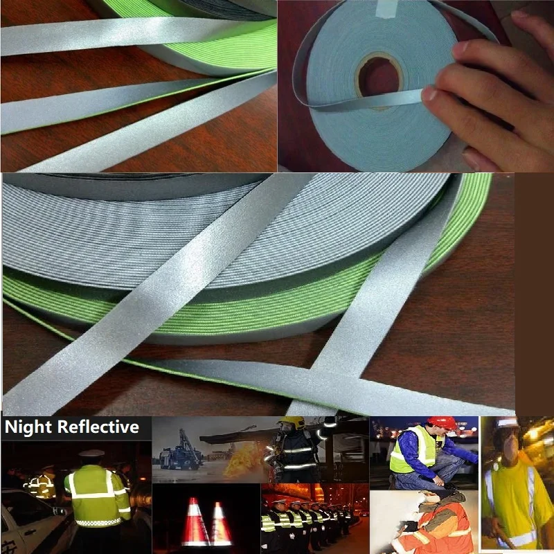 Double Parties Reflective Elastic Tape, DIY Garment Sewing Material, Sport Clothing Warning, Night Proective Safety Strip