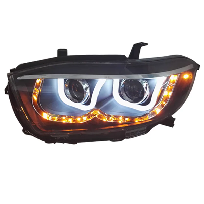 Modified LED angel eyes aperture lens headlight assembly far and near beam for Toyota Highlander 2009 2010 2011 2pcs