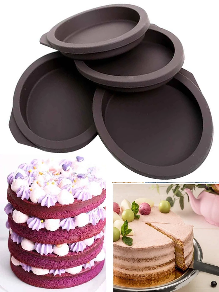 4 Pieces DIY Round Multifunctional Non-Stick Silicone Cake Pastry Mousse Baking Mold Bakeware Fruit Tray Kitchen Accessories