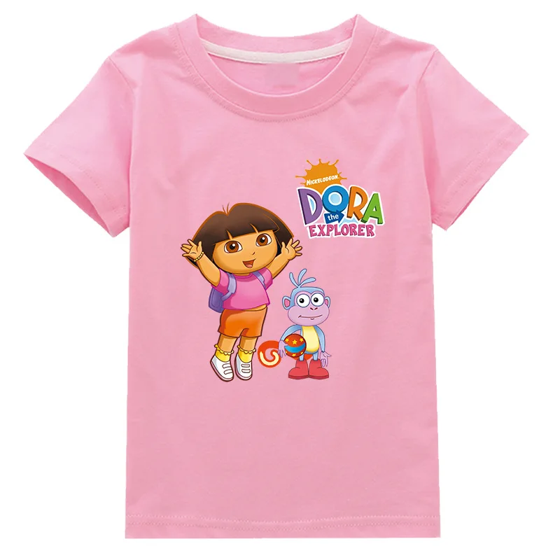 New 2021 Dora scout children\'s cartoon children\'s clothing 100% cotton boys and girls T-shirt fashion cute children\'s animation