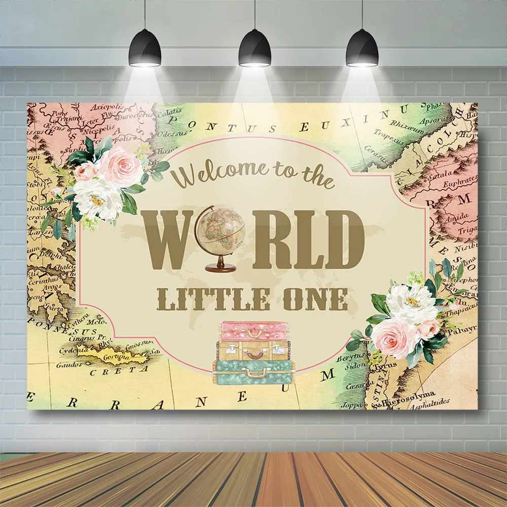 모험 테마 베이비 키즈 사진 배경 1 생일 파티 사진 스튜디오에 대한 세계 장식 배경에 오신 것을 환영합니다