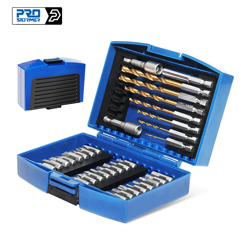 34pcs Screwdriver Bit & Nut Driver Set Phillips/Slotted Bits Magnetic Multi Tool Home Appliances Repair Hand Tool PROSTORMER