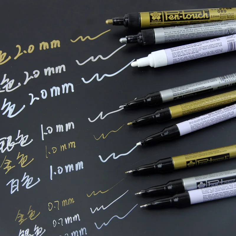 Sakura Marker Pen Gold Gold White Color Touch Bold Fine Point Highlighting Brush for Drawing Painting Album DIY Signature A6863
