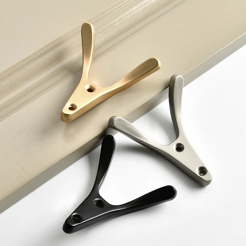 Wall Hook Zinc Alloy Double Hanger Coat Robe Hook Towel Hook Rack Wall Mounted for Kitchen Bathroom Wardrobe