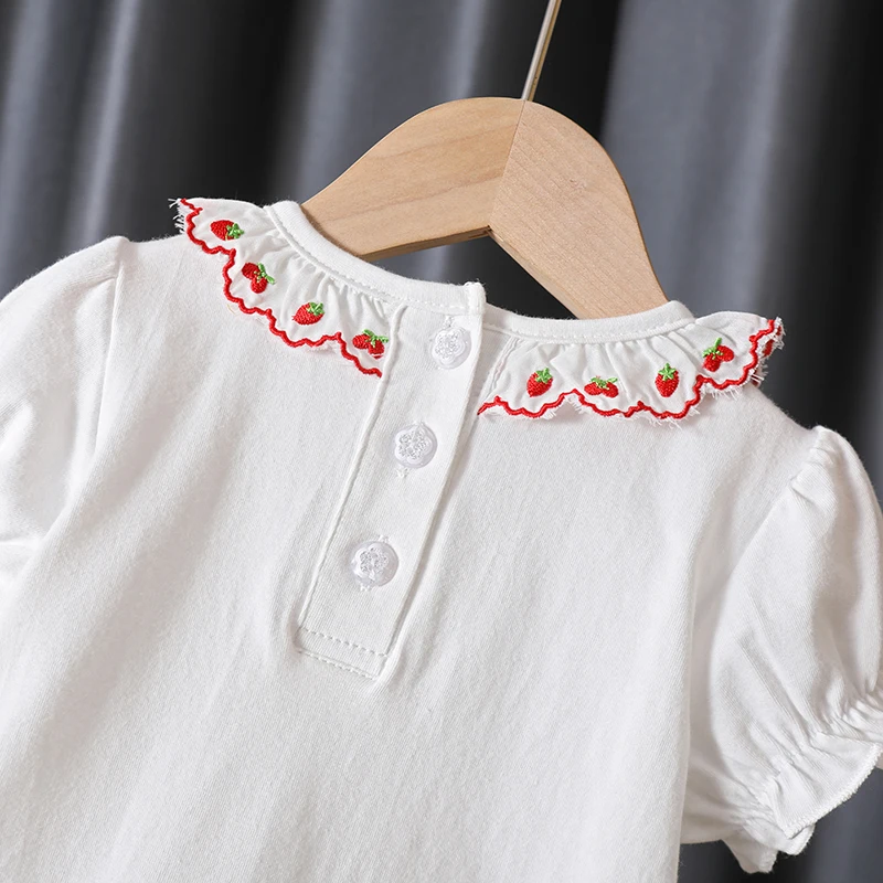 Lovely Baby Girls T-Shirts Summer Short Sleeve Round Neck Cotton Shirt Kids Toddler Casual Tees Children Clothes Tops