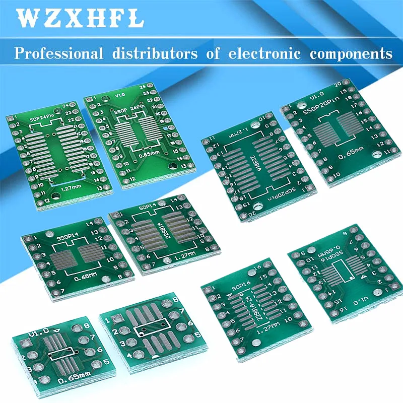 10PCS PCB Board Kit SMD Turn To DIP Adapter Converter Plate SOP MSOP SSOP TSSOP SOT23 8 10 14 16 20 28 SMT To DIP