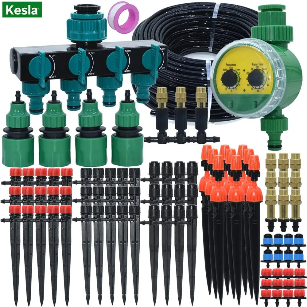 5M-50M Garden Automatic Watering System Kits Mist Nozzle Sprinkler Dripper Timer Irrigator Drip Irrigation Set for Flowers Lawn