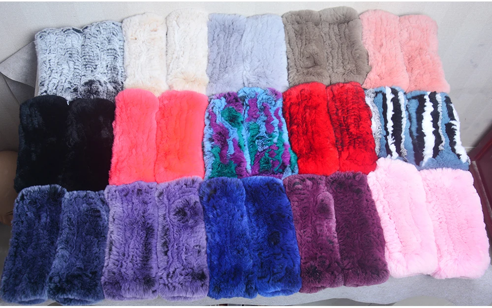 New Women 100% Real Genuine Knitted Rex Rabbit Fur Mittens Winter Warm Lady Real Fur Fingerless Gloves Handmade Knit Fur Mitten