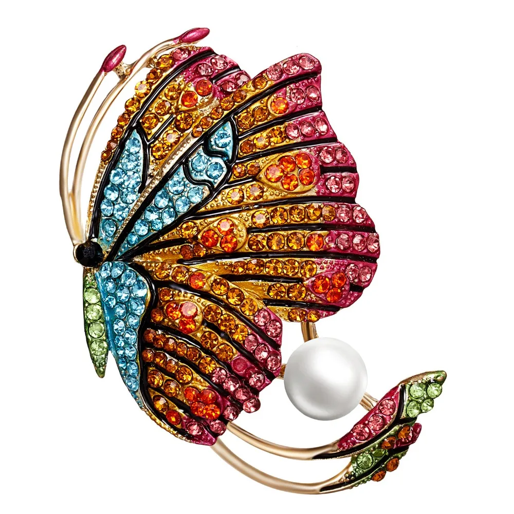 Vintage Bunte Schmetterling Broschen Kristall Strass Metall Emaille Pins Fliegen Insekt Tier Brosche Kleidung Schmuck Geschenke – Detail 31