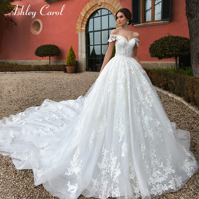 Ashley Carol Luxury Wedding Dresses For Women Beaded Sweetheart Princess Appliques Lace Up Wedding Gown Vestidos De Novia