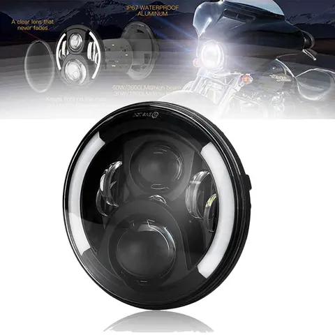 For 93-08 Ducati Monster 1000 600 Black 7Inch Motorcycle LED Headlight for Kawasaki Vulcan VN 500 750 800 900 1600 1700 1500