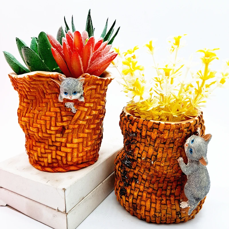 Silicone mold creative animal small basket fleshy flower pot resin gypsum candle concrete crystal epoxy mold DIY handmade