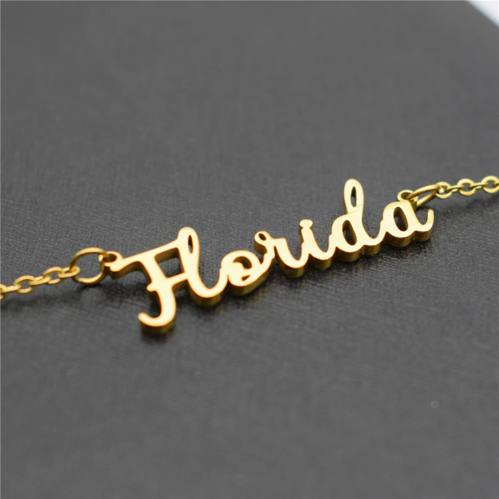 Christmas Choker Chain Gold Color US State Floria Pendant Necklaces for Women Bijoux Femme Stainless Steel Fashion Jewelry