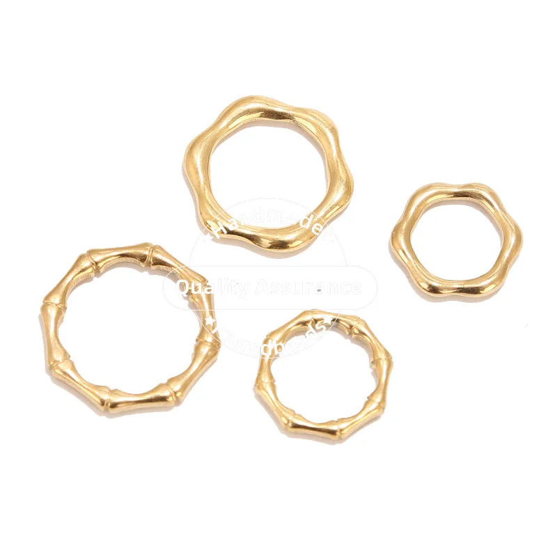 5pcs Stainless Steel Bamboo Circle Link Charms Round Connectors for DIY Jewelry Making Findings Supplies 16mm  21mm