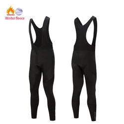 2024 Winter Black Fleece Thermal Mens Cycling Tights Pants Outdoor Bicycle Wear Bibs Pants 19D Gel Pad Shockproof Bike Trousers