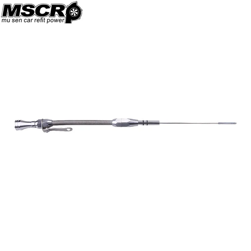 MSCRP-Oil Dipstick Stainless Braided Mustang For Ford V8 260 289 302 Flexible Engine