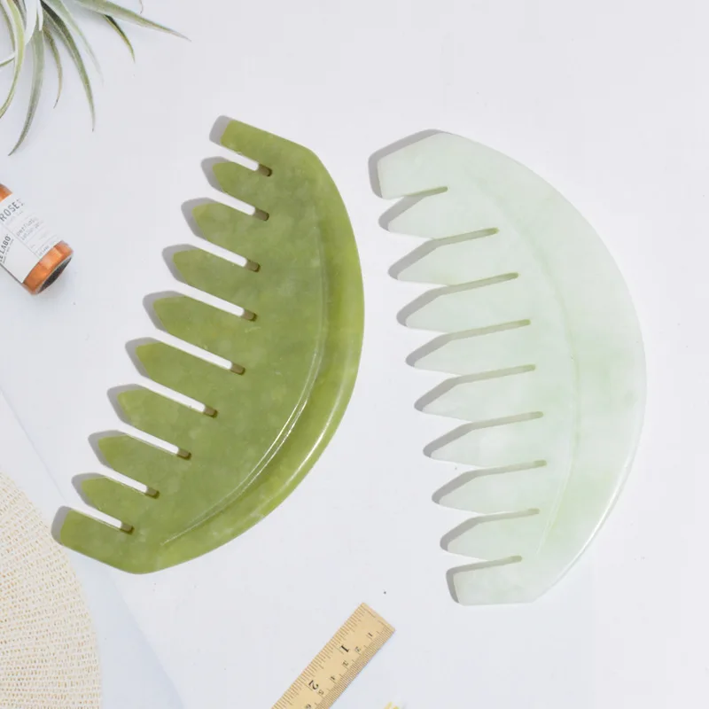 Jade Massage Comb Head Massager Hair Brush Gua Sha Board Stone Body Massage Brush Scalp Massager Meridian Comb Hair Treatment