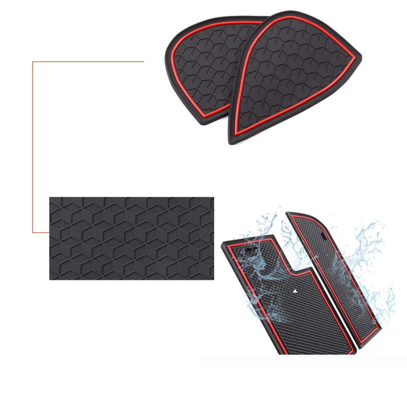 Car Rubber Anti-slip Mat Door Groove Cup Pad Phone Cushion Gate Slot Coaster for Toyota Yaris 2020 2021 Car Interior Accessories