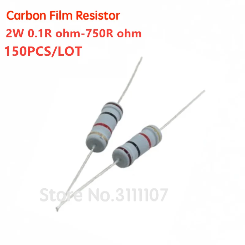 

150PCS/LOT 2W 5% 0.1R ohm-750R ohm Carbon Film Resistor Kit Color Ring Resistance 2W 0.1 Ohm-750 Ohm 30Kinds*5pcs