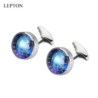 Lepton Globe Earth Cufflinks High quality Stainless steel Rotatable globe planet earth World Map Cuff links Wedding For Mens