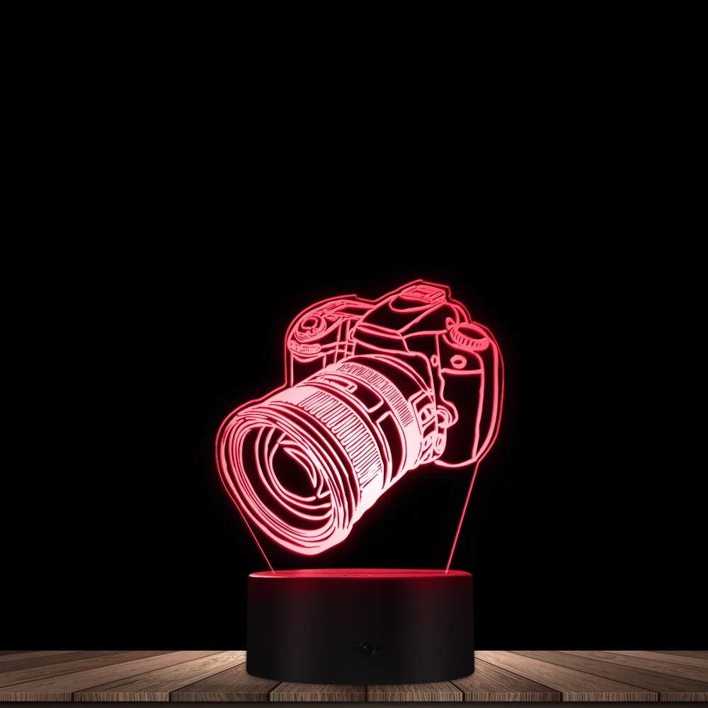 Camera Novelty Table Night Light Digital Single Lens Reflex Shape LED Night Lamp Engraved Gift 7 Color Change Touch Control