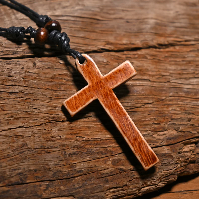 FX036 الكاثوليكية الصليب قلادة يسوع المسيح قلادة المختنق الرجعية مجوهرات نمط تقليد الياك العظام قلادة الجملة تميمة هدية #2