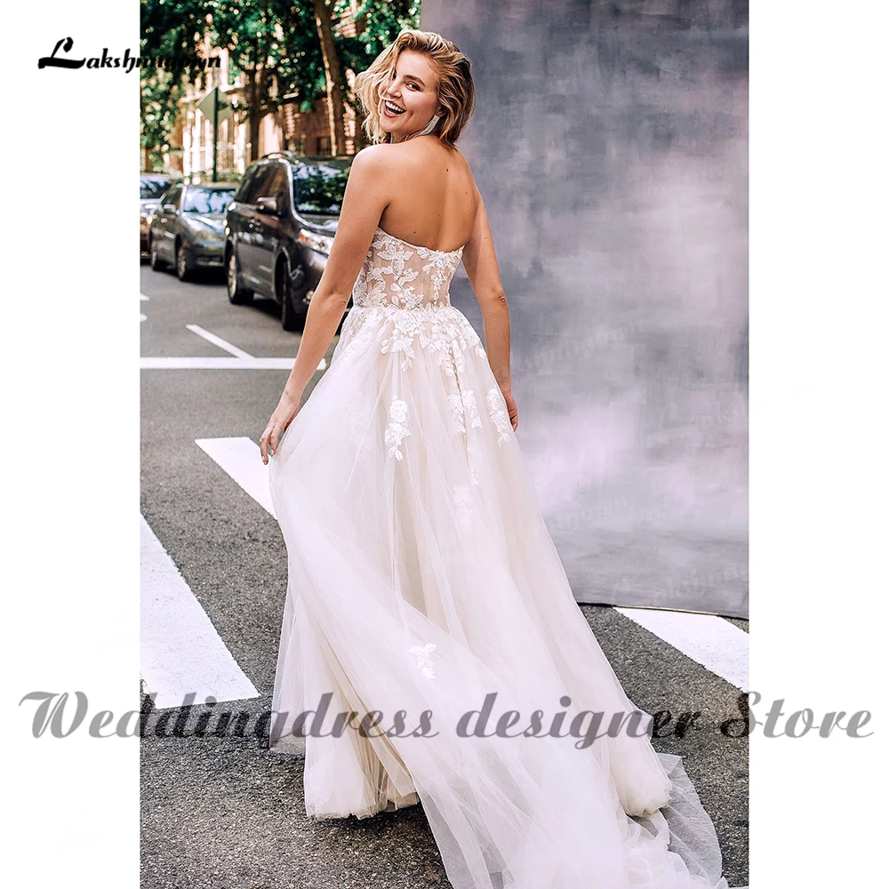 Cinghie senza spalline Boho abiti da sposa con spalle scoperte Plus Size Appliques di pizzo da spiaggia abiti da sposa di moda Sweetheart abito da sposa