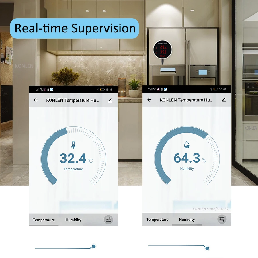 Sensor de temperatura y humedad, higrómetro Digital externo, para habitación, planta, refrigerador, superior, Tuya, WIFI