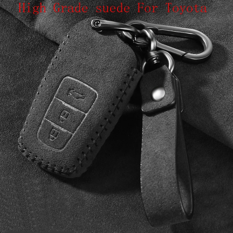 

Car Key Case Key Chain Keyring High Grade suede For Toyota Camry Avalon Wildlander CHR Accessories for the car