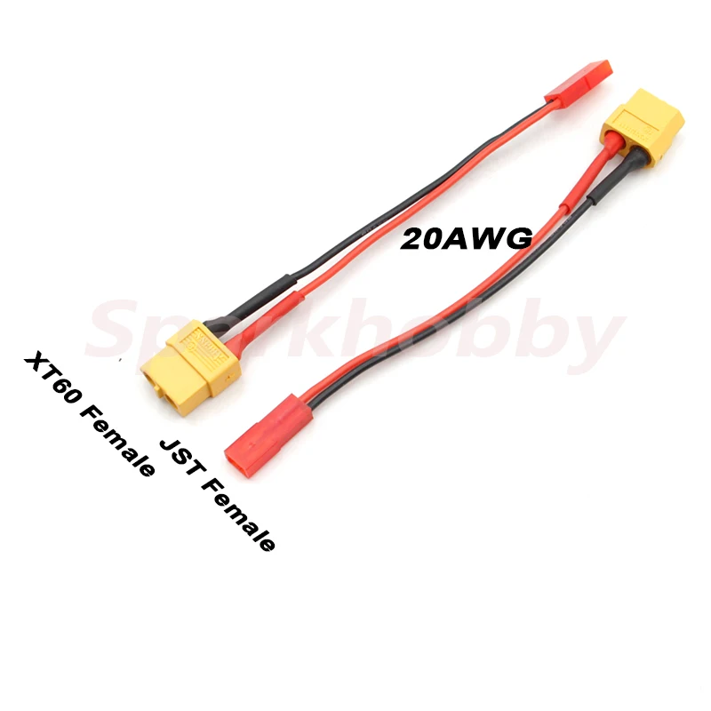 2PCS Sparkhobby XT60 Female To XT30 Male/JST Male/DuPont Male 18AWG Head Adapter Battery Charging Cable for HOTA D6 TOOLKITRC M8