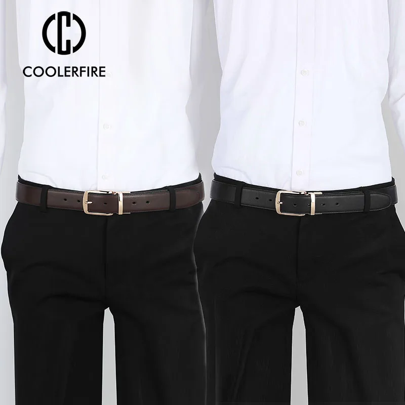 Uomini Reversibili Vestito Cinture casual di Alta Qualità Cinghia di Cuoio Genuina Maschio di Lusso Dell\'annata Coolerfire HQ108