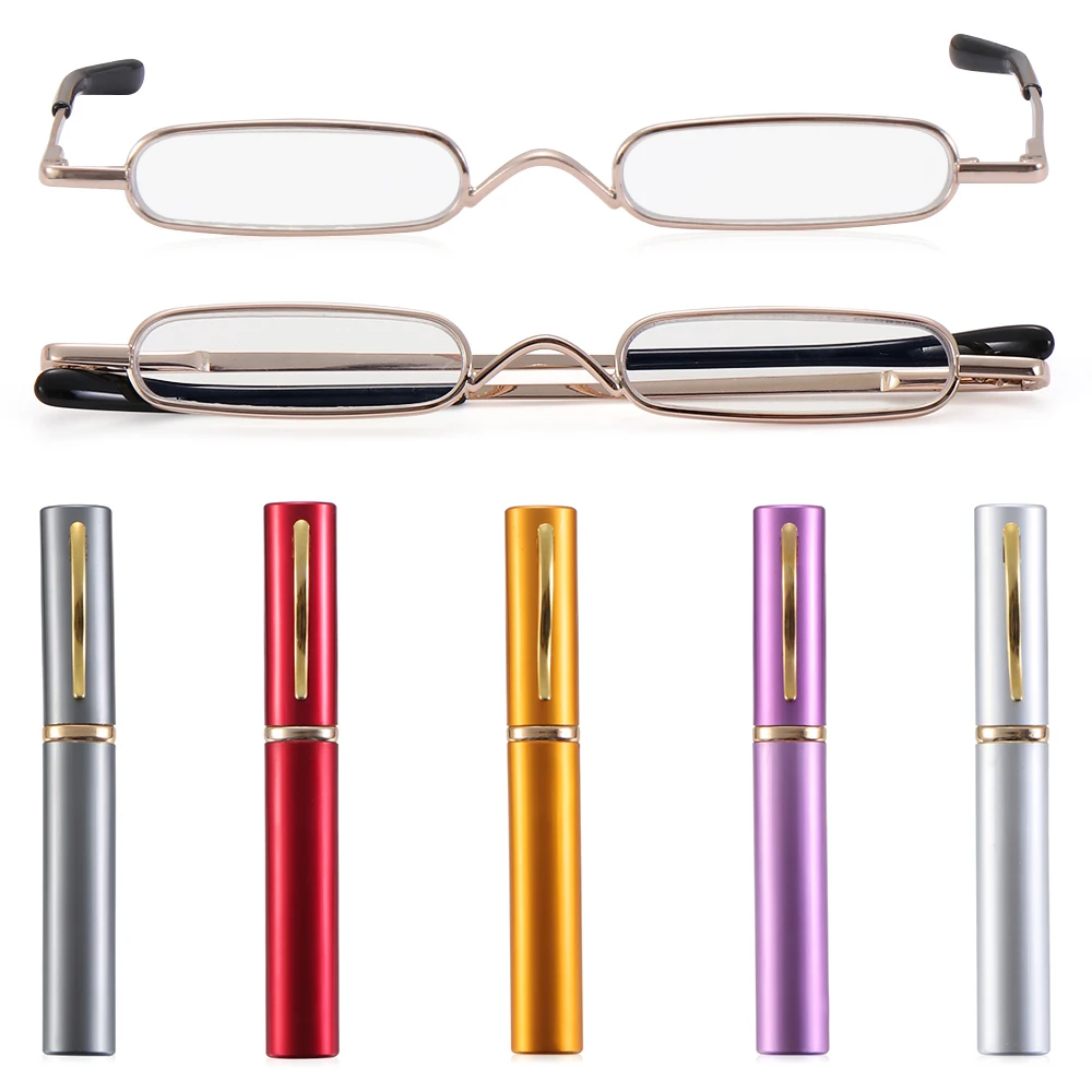 Unisex Mini Portable Metal Frame Reading Glasses With Metal Case Hot Slim Eyeglasses Vision Care Reader Spectacles +1.0 to 4.0