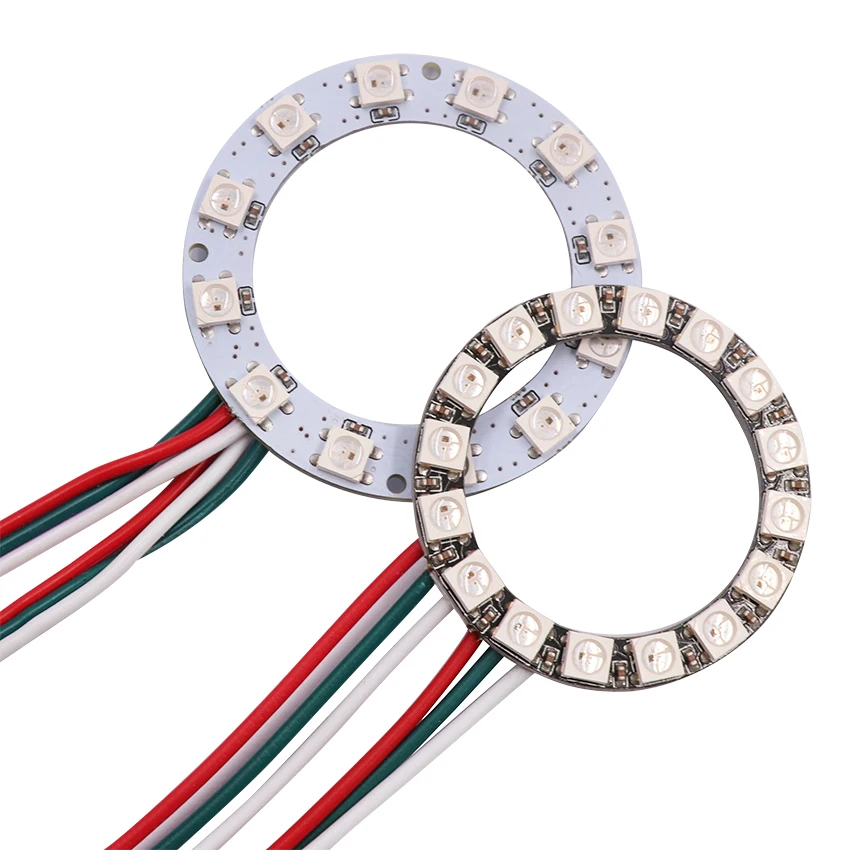 RGB LED Ring 5V WS2812 SK6812 5050 Addressable LED Ring ic Built-in RGB LED Chip & Heatsink White/Black PCB for Decoration