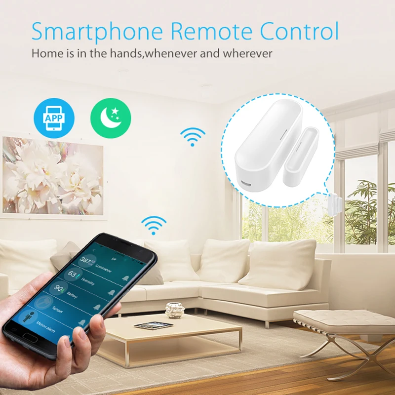 Coolcam Z Wave Plus Door Window Sensor Compatible With 700 Series With Temperature And Humidity USB Charge Battery Operated EU