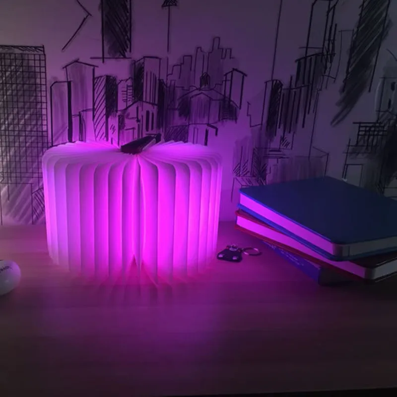 

Led Book Light Usb Rechargeable PU Cover Portable Folding Night Lamp Creative Home Decoration 4colors Table Novelty Gifts