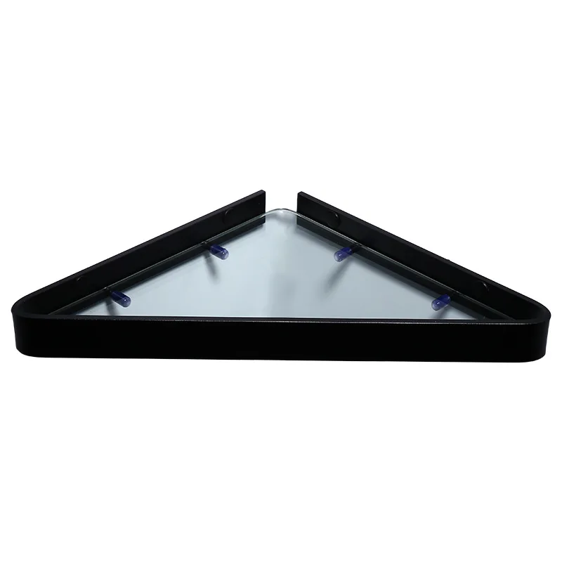 

1PC Black Bathroom Shelf Hotel Storage Rack Space Aluminum + Tempered Glass Cosmetic Rack tripod