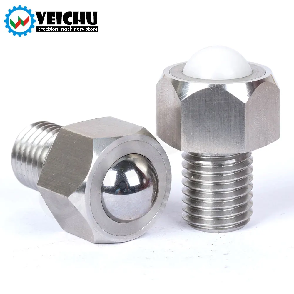 VEICHU Roller Plungers Bolts-Type VCN312/VCN313 POM Ball Stainless Steel Hex Head Conveyor Ball Rollers