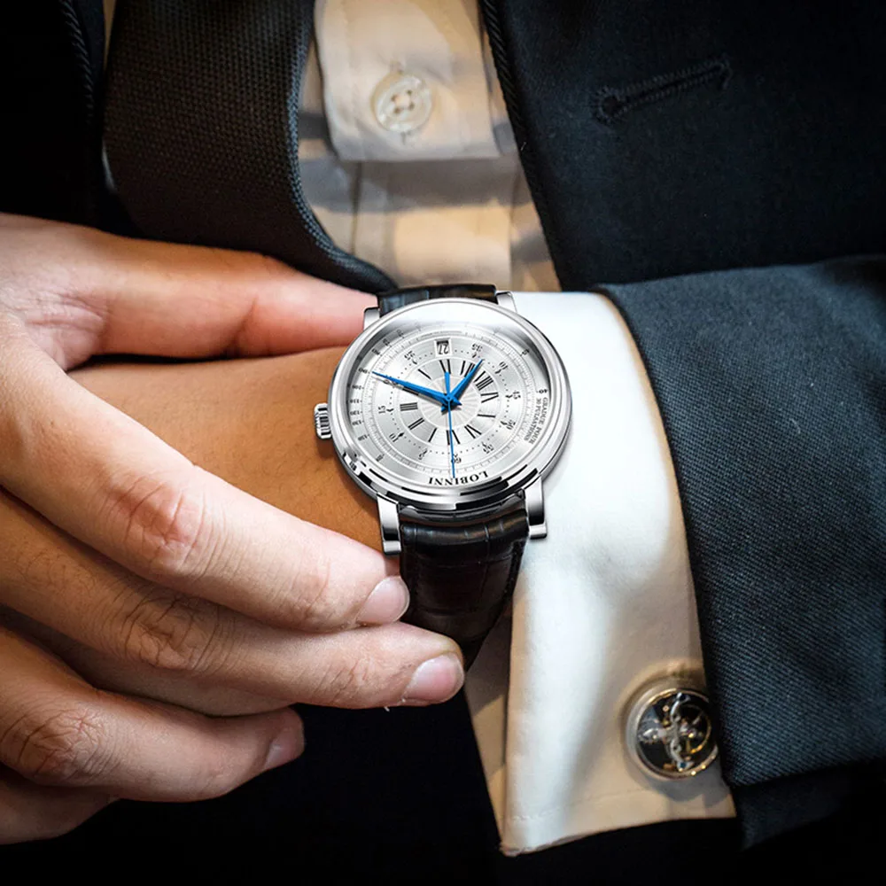 

LOBINNI Men Automatic Watch 40.5mm Wristwatch Mechanical Wristwatch 5ATM Waterproof Sapphire Pulse Dial