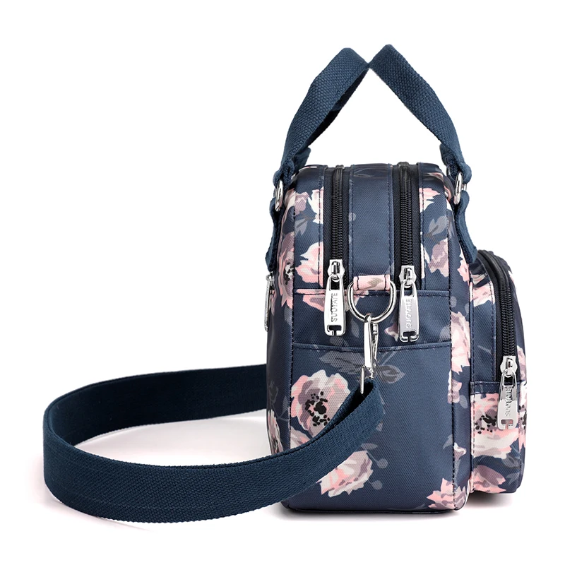 Merk Vrouwen Crossbody Tas Draagbare Vrouwelijke Schoudertassen Gedrukt Bloem Nylon Messenger Bags Multi-Pocket Dames Handtassen Bolsa