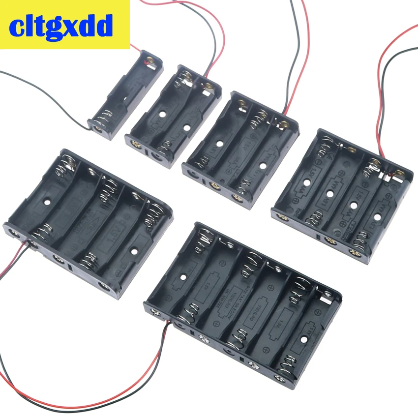 1x 2x 3x 4x 5x 6x AA Battery Box Case Holder With Wire Leads Side By Side Battery Box Connecting Solder For 1-6pcs AA Batteries