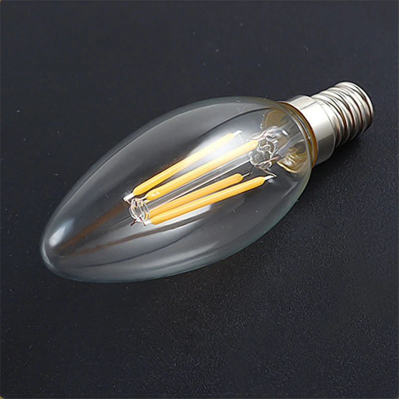 Dimmable E14 LED Candle Bulb 2 4 6 Filaments AC 220V 240V Retro antique Glass Edison Lamp Vintage C35 Filament Light 360 Degree