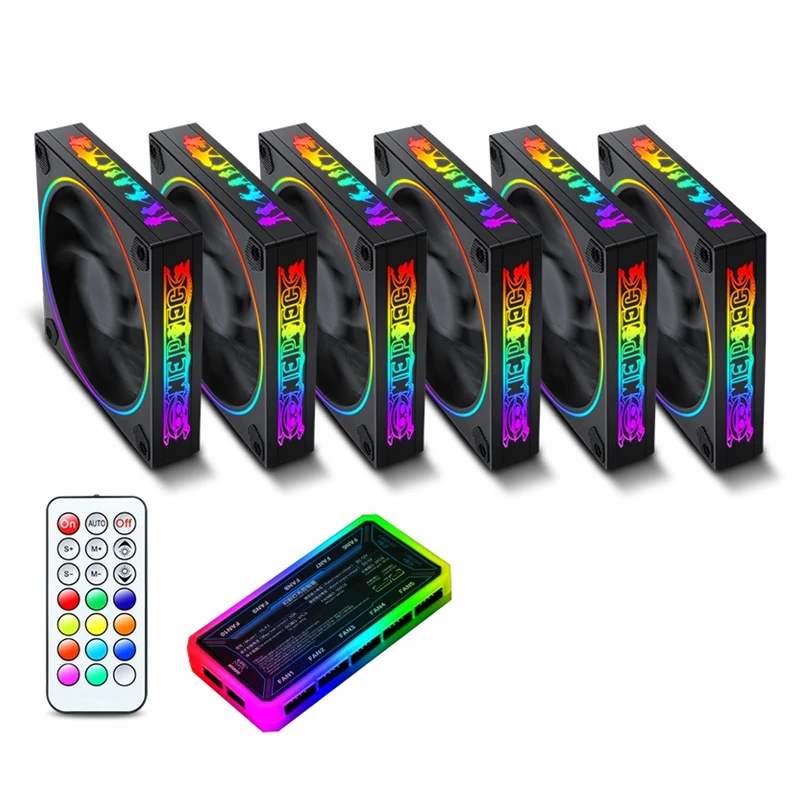 8 in 1 RGB Fans 120mm X 25mm Water Cooling Radiator for Computer PC Set Up  Cpu Cooler Radiator,Speed Color Control Support