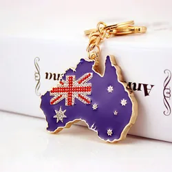 Australia Flag Keychain Hot Sale Rhinestone Keyring Key Chain Holder