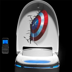 3D  Captain America's Shield Through Wall Stickers Kids Rooms Toilet Decor The Avengers Wall Decals Art PVC Mural Posters