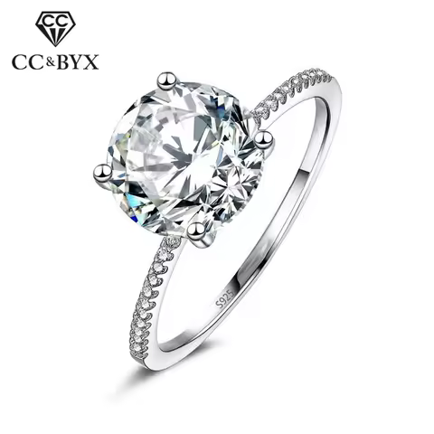 CC Simple Rings For Women Silver Color Fashion Jewelry Round Stone Cubic Zirconia Wedding Ring Bridal Engagement Bague CC1607