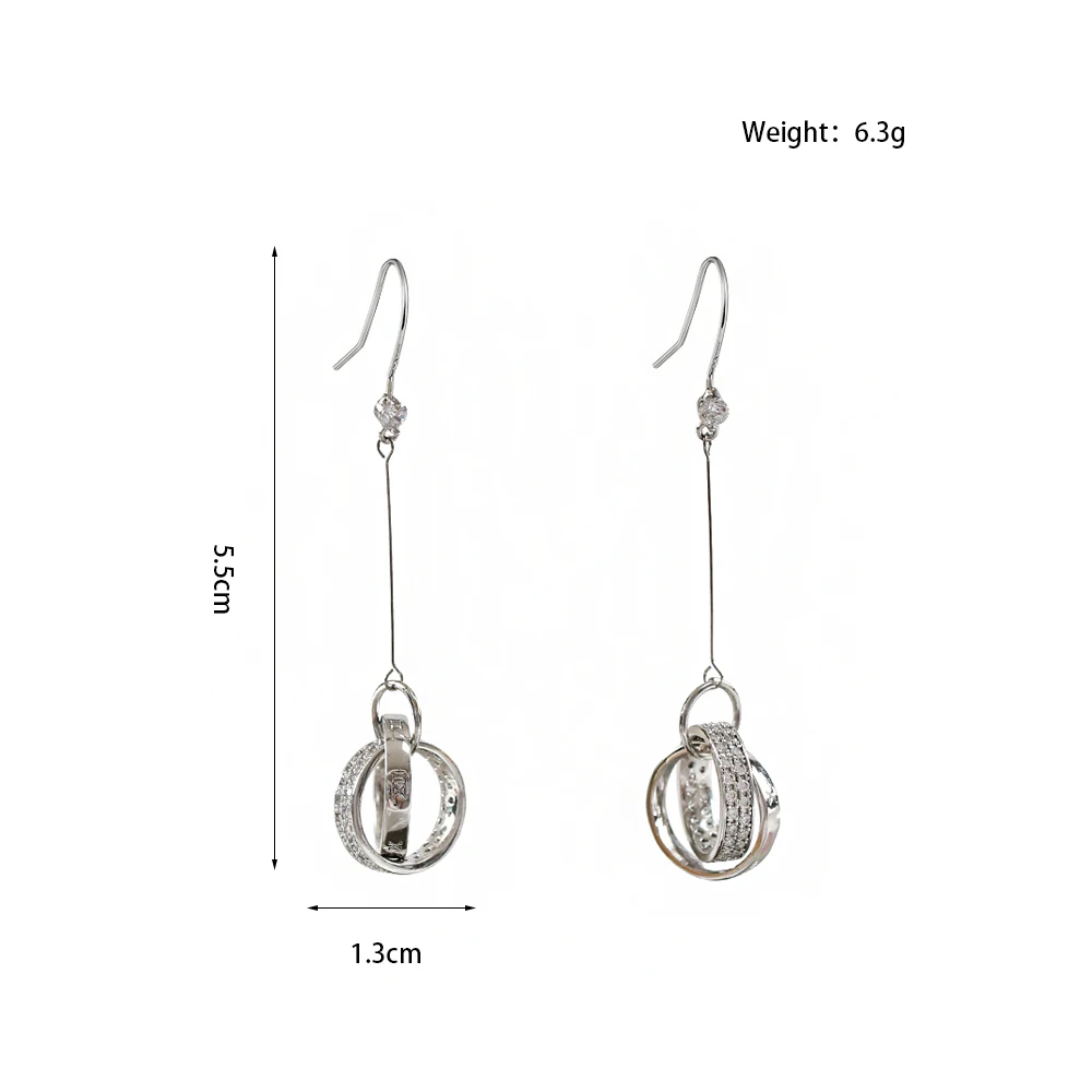 LANFLORA new zircon contracted women long earrings for birthday gift copper alloy cheap factory shop earrings wholesale price